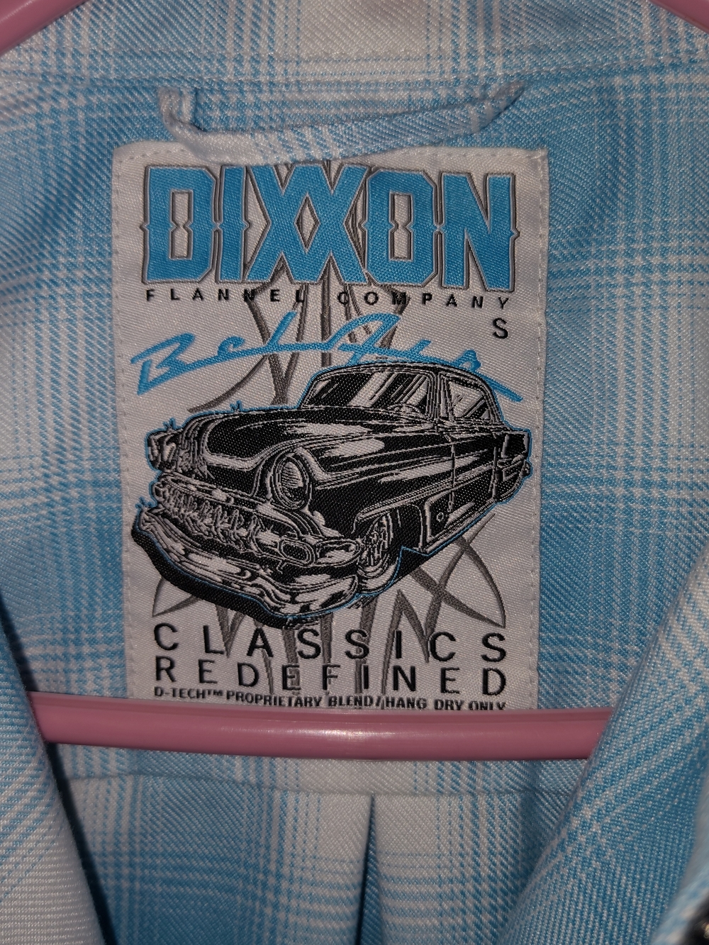 DIXXON Blue and White Plaid Snap-Front Button Down Shirt - Picture 3 of 4